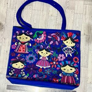 Colorful Embroidered Tote Bag